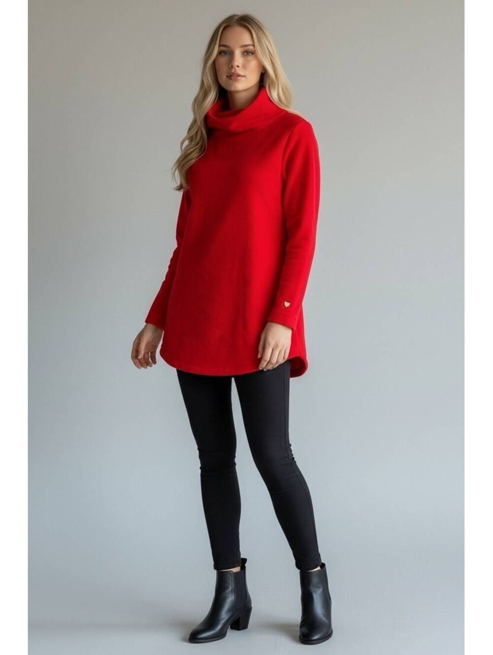 Dudley Stephens Cobble Hill Turtleneck in Vello Fleece in Red, M